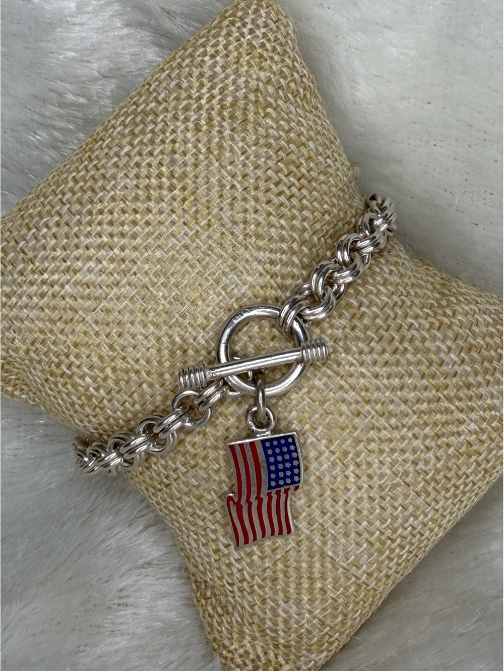 RARE VINTAGE SILPADA B0736 AMERICAN FLAG CHARM BRACELET